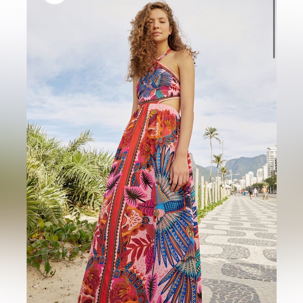 NWOT Farm Rio Macaw Scarf Maxi Dress